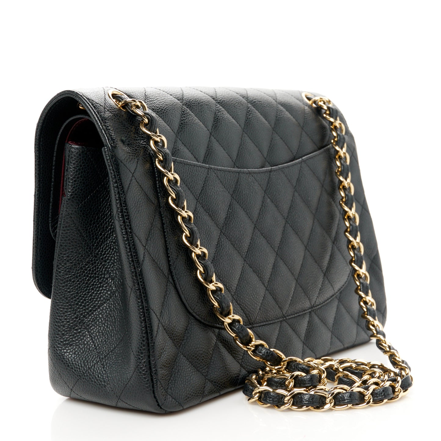 Caviar Quilted Jumbo Double Flap Black