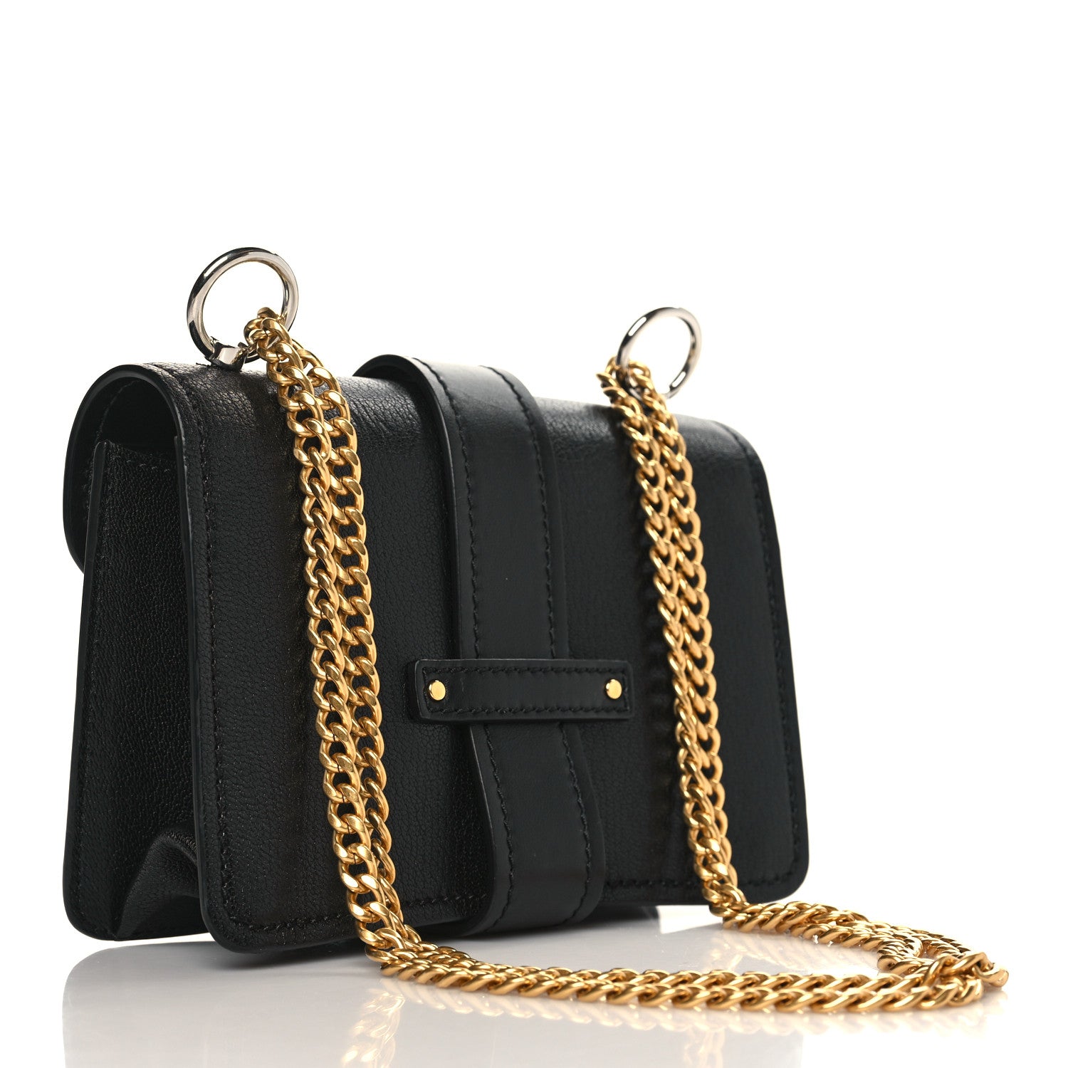 Chloe Shiny Goatskin Calfskin Mini Aby Chain Shoulder Bag Black 3 of 9