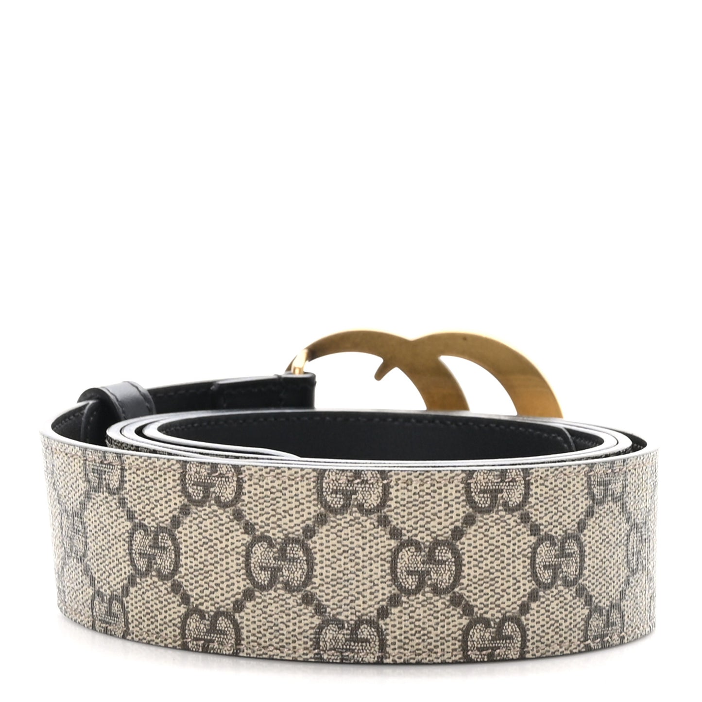 GG Supreme Monogram Matte Plutone Calfskin Double G 40mm Belt 115 46 Beige Ebony Black