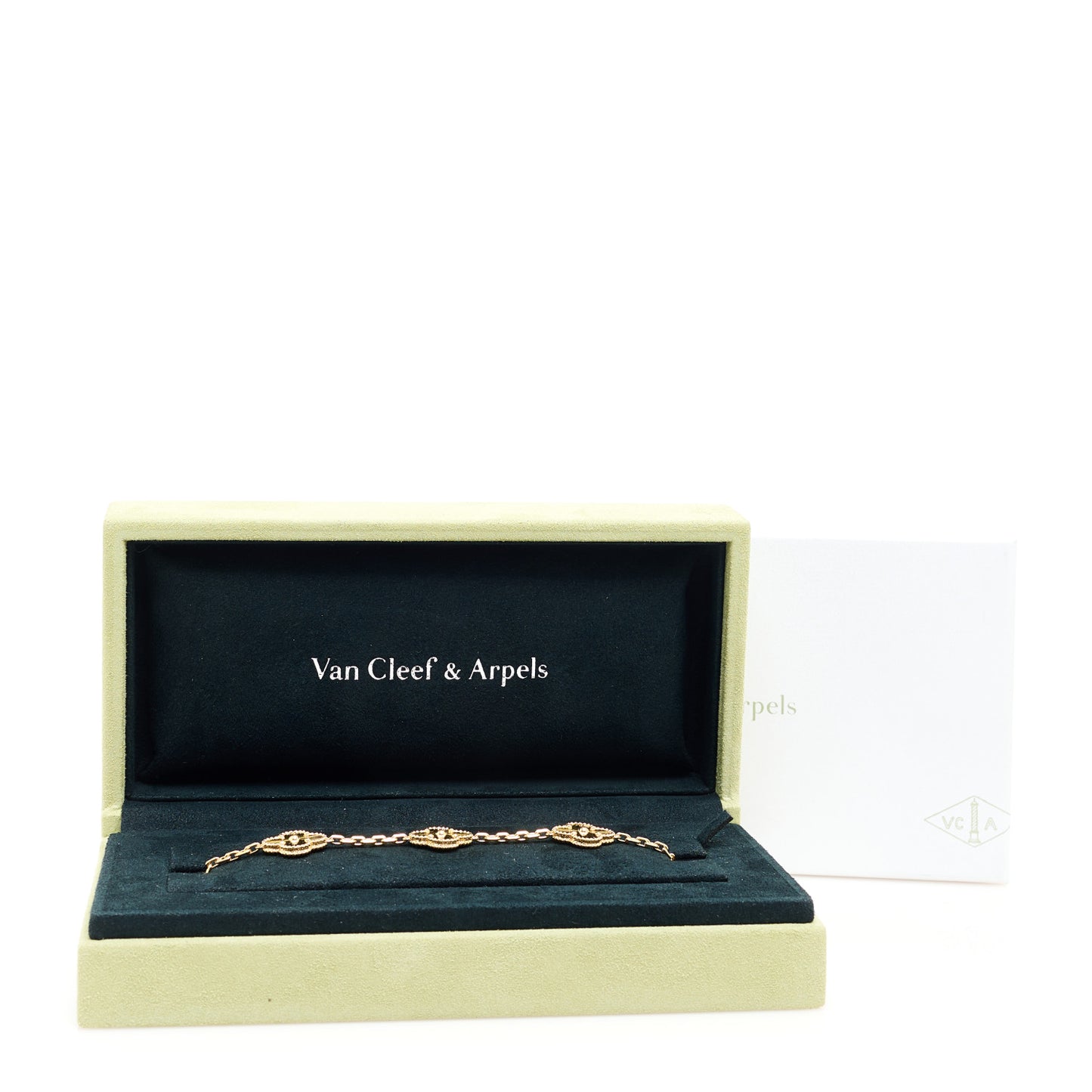 18K Yellow Gold 5 Motifs Guilloche Vintage Alhambra Bracelet