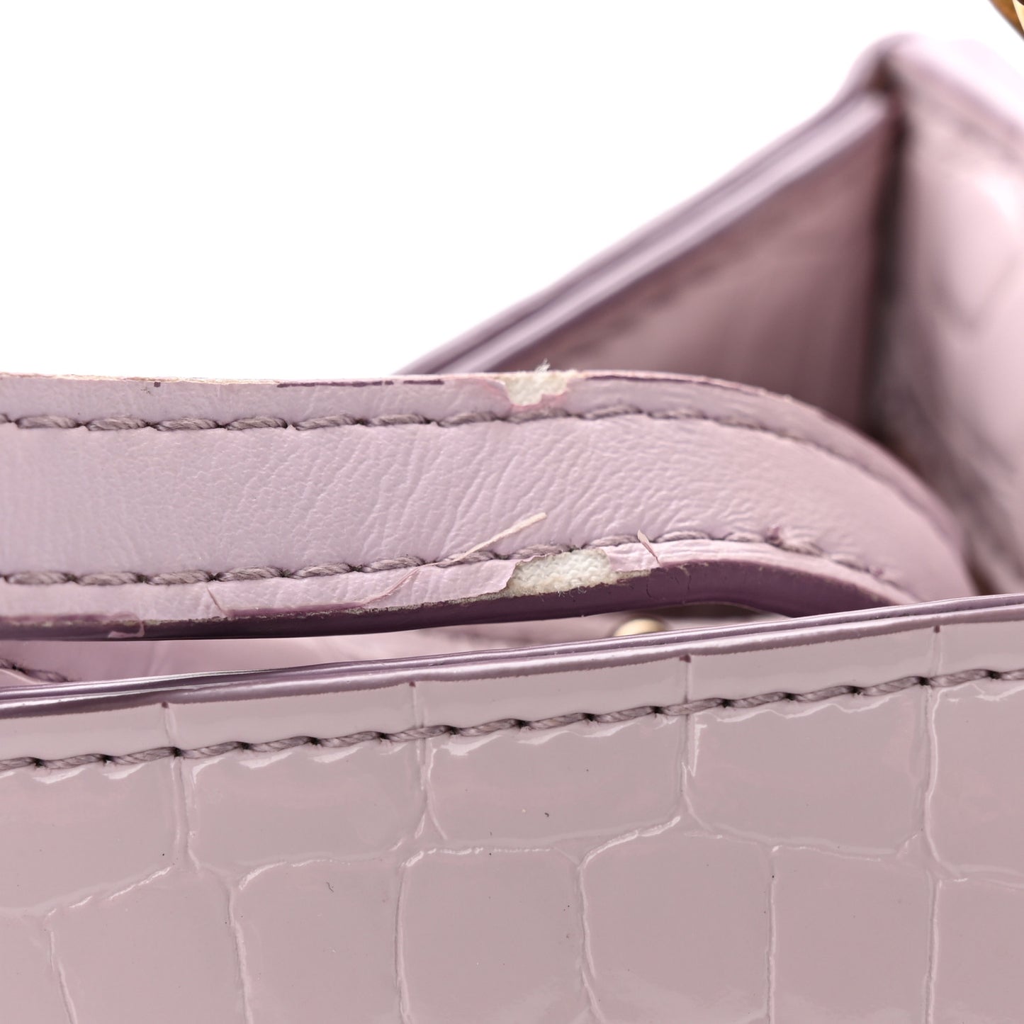 Eco Alter Crocodile Embossed Nappa Small Frayme Shoulder Bag Lilac