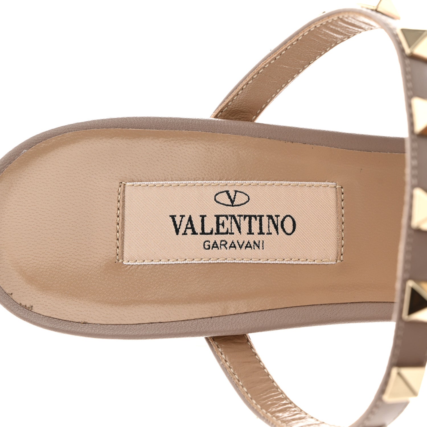 Valentino Garavani Calfskin Rockstud 60mm Caged Slide Sandals 38 Poudre 7 of 8