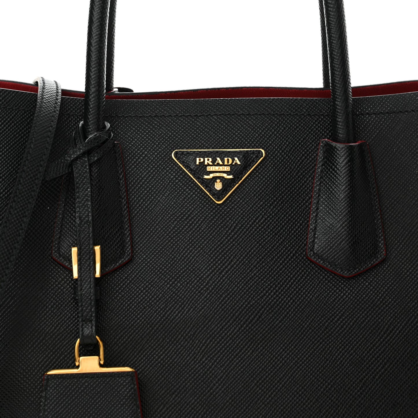 Saffiano Cuir Small Double Bag Black Fuoco
