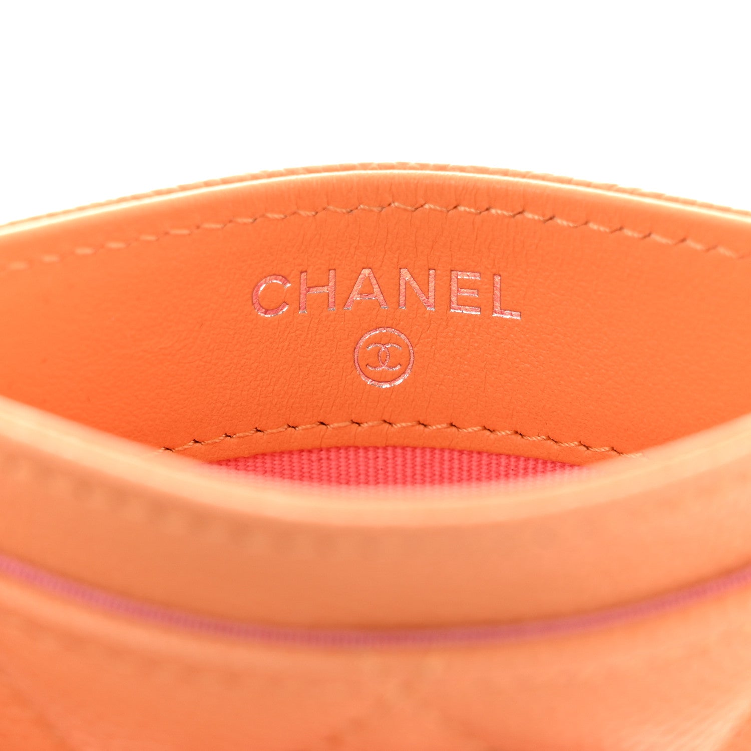 Chanel Caviar Flashy CC Quilted Card Holder Orange Pink 6 of 9
