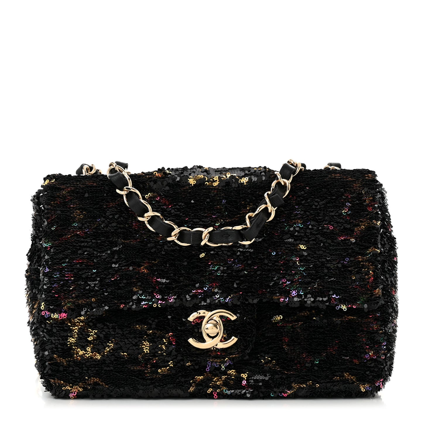 Sequin CC Small Single Flap  Black Multicolor
