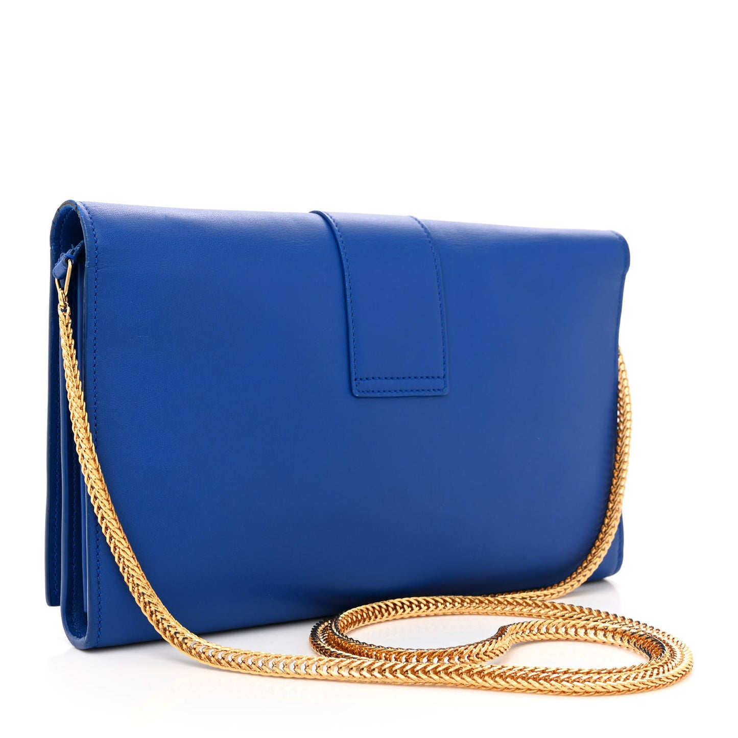 Calfskin Classic Y Ligne Chain Wallet Bleu Majorelle