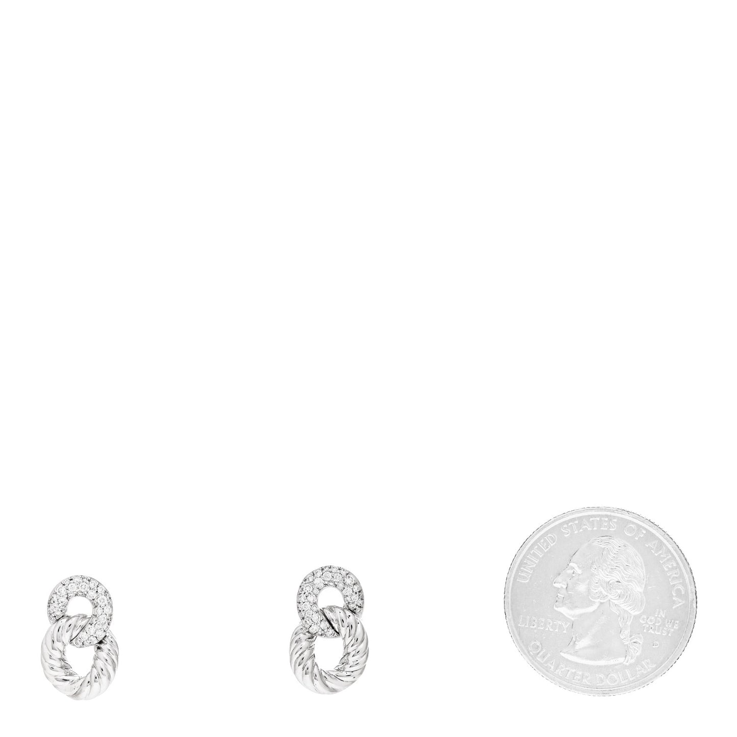 18K White Gold Diamond Extra Small Belmont Curb Link Drop Earrings