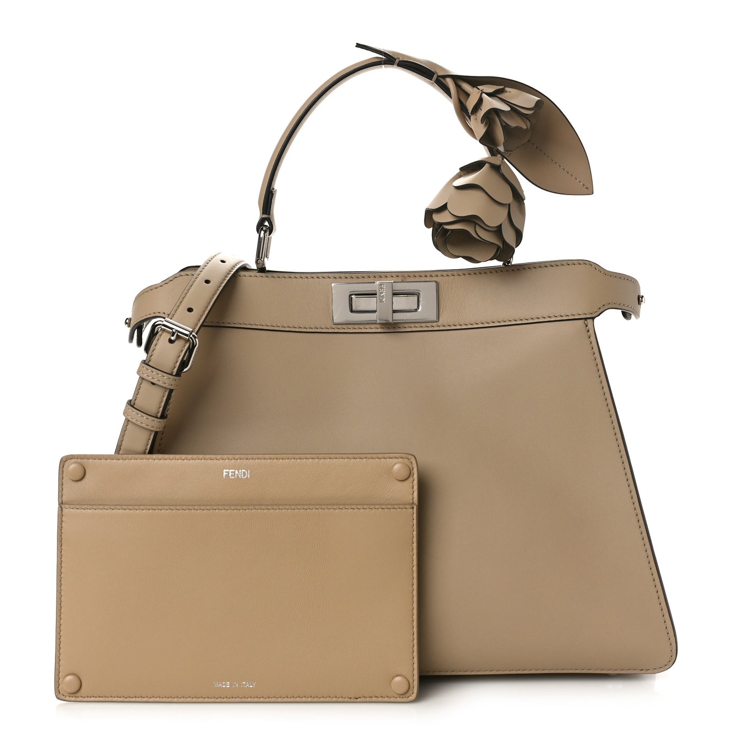 Vitello Seta Shiny Nappa Plexiglass Medium Peekaboo I SEE U Satchel Tortora