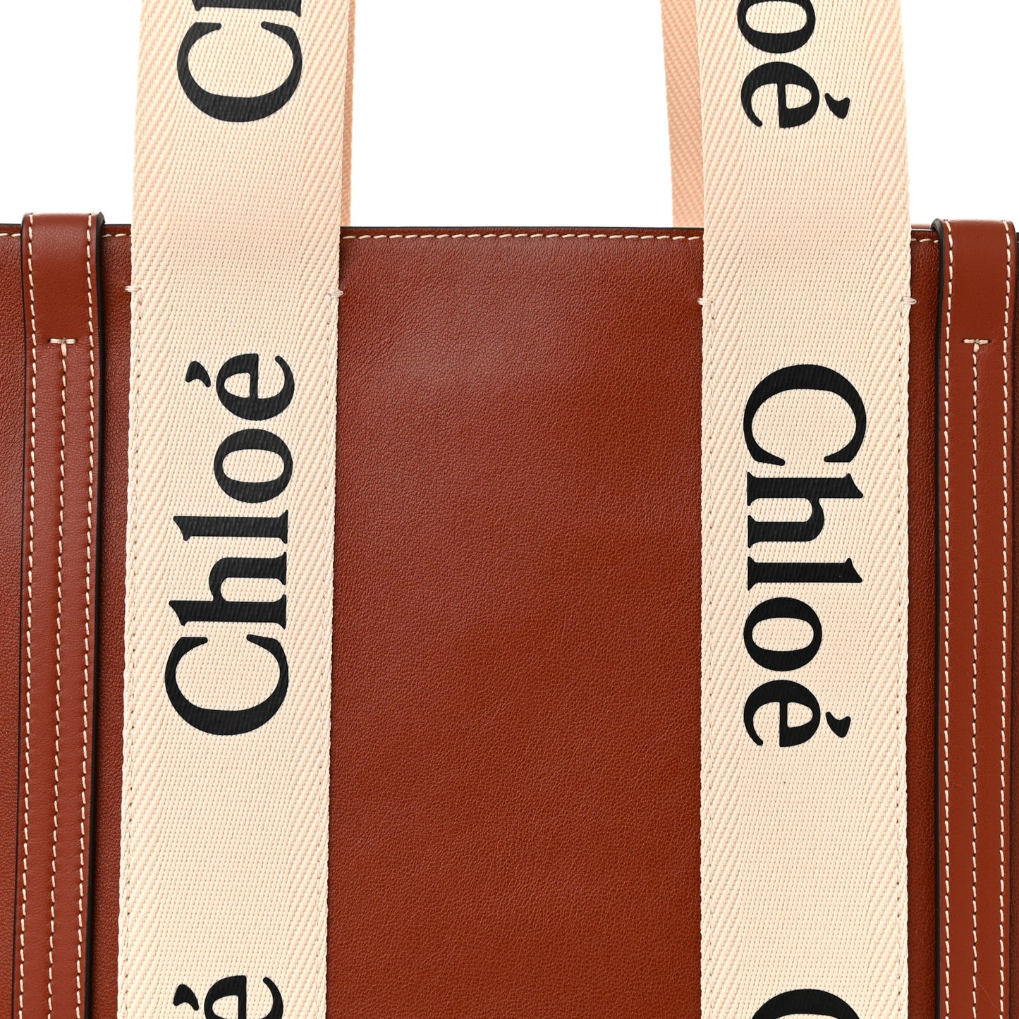 Calfskin Medium Woody Ribbon Tote Sepia Brown