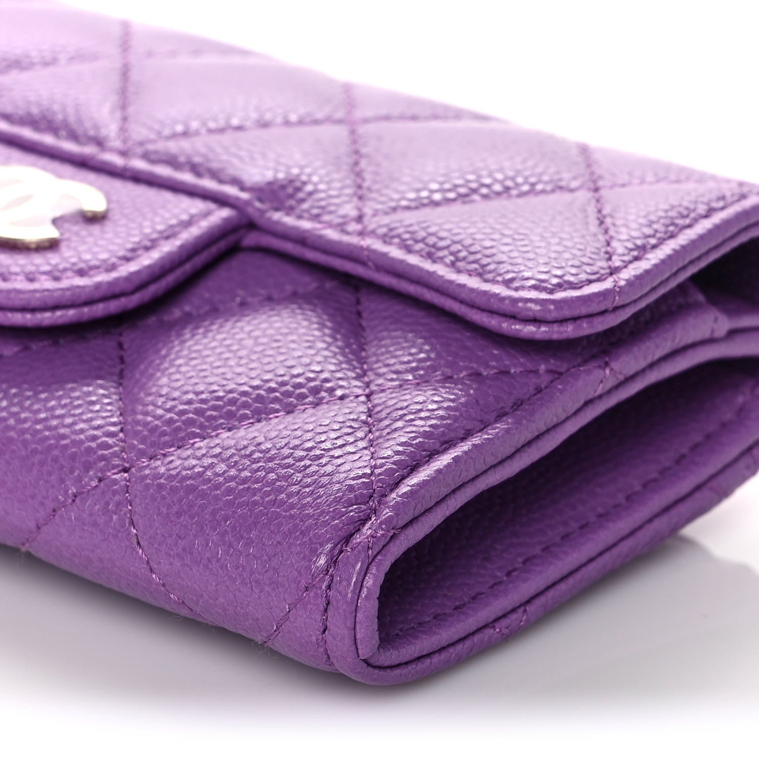 Chanel Caviar Quilted Flap Card Holder Wallet Purple 10 of 11