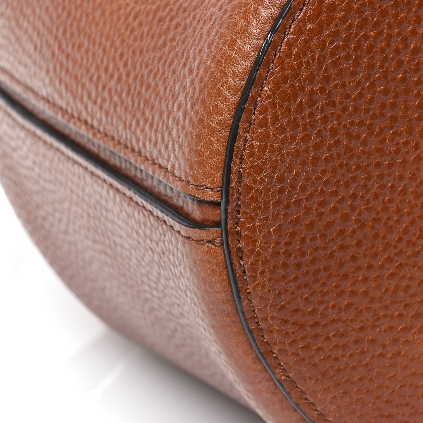 Small Classic Grain Calfskin Small Abbey Bucket Bag Oak