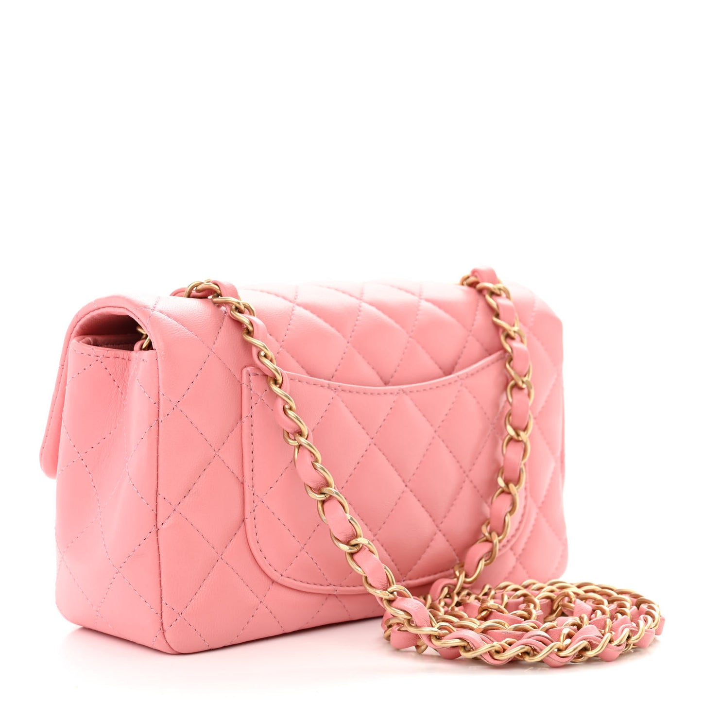 Lambskin Quilted Mini Rectangular Flap Pink