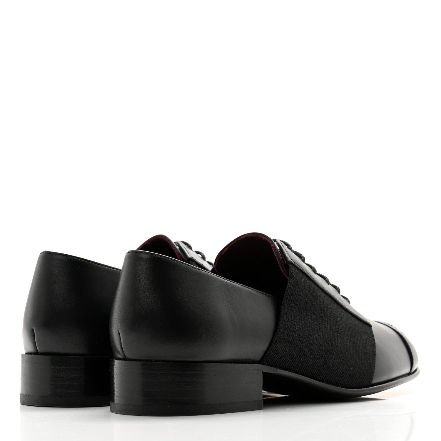 Chanel Calfskin Elastic Lace Up Cap Toe CC Loafers 36 Black 4 of 12