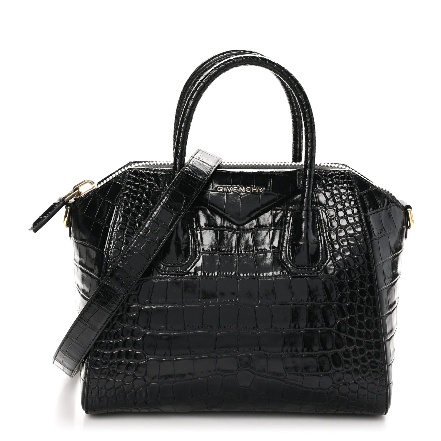 Givenchy Calfskin Crocodile Embossed Small Antigona Black 1 of 10