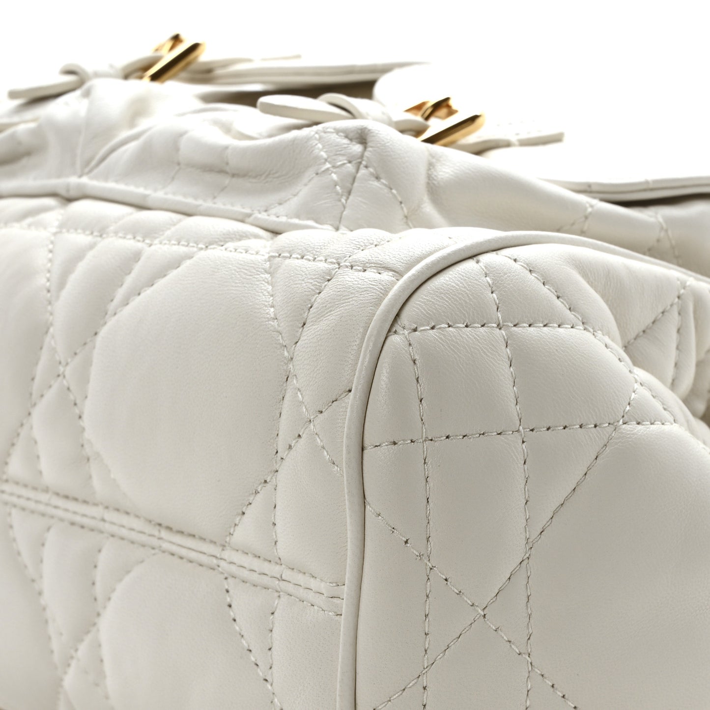 Lambskin Macrocannage Medium Caro Backpack White