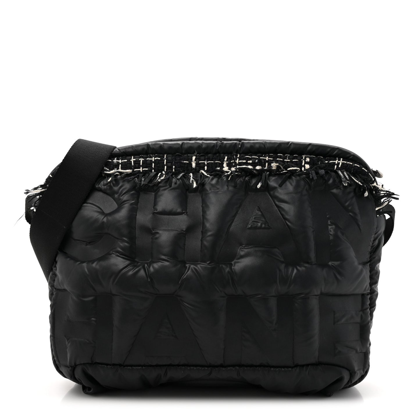 Nylon Tweed Coco Neige Messenger Bag Black