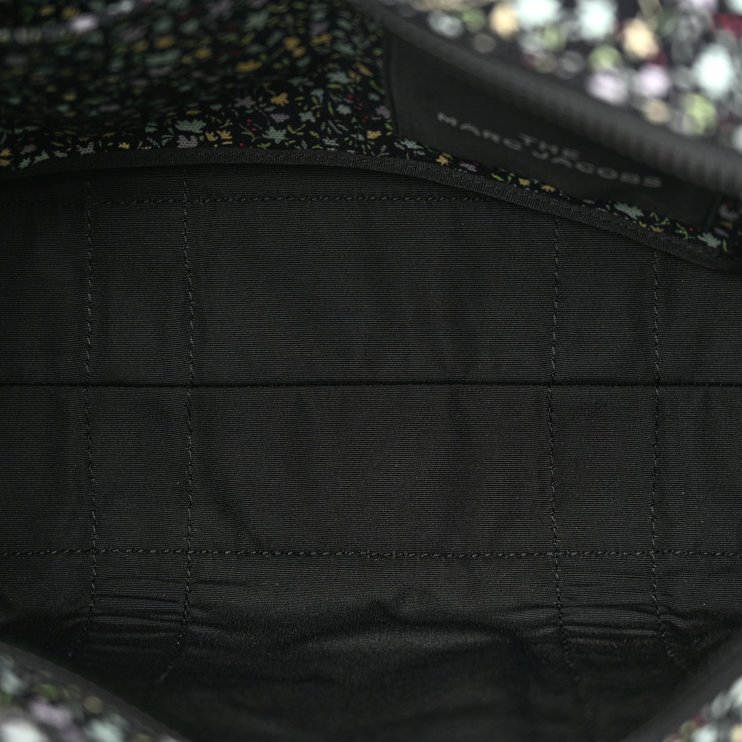Cotton Canvas Floral Print Medium The Traveler Tote Bag Black