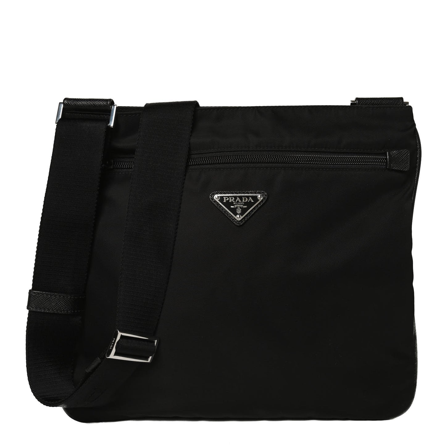 Nylon Vela Flat Messenger Bag Black