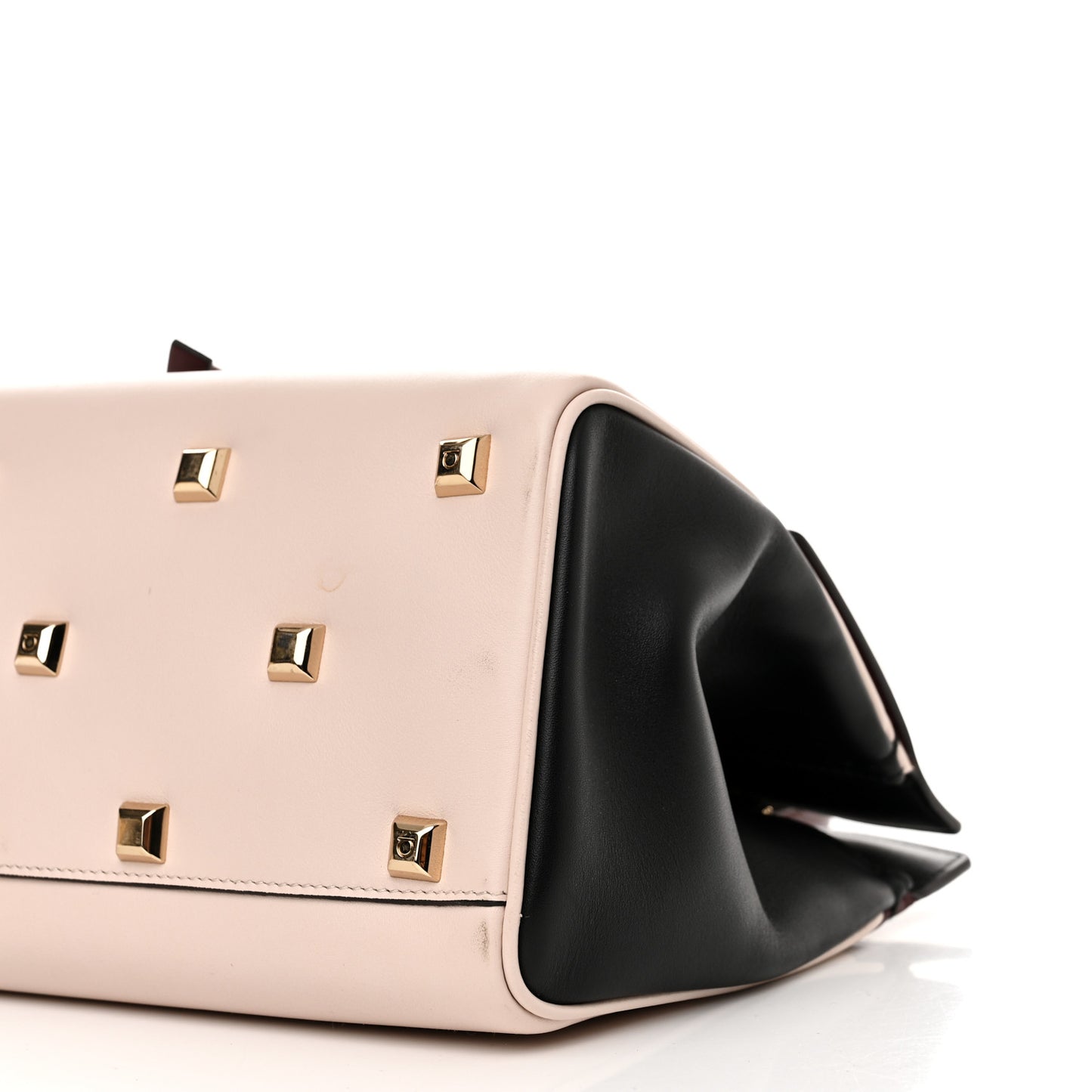 Calfskin Large Studio Bag Wine Bone Black