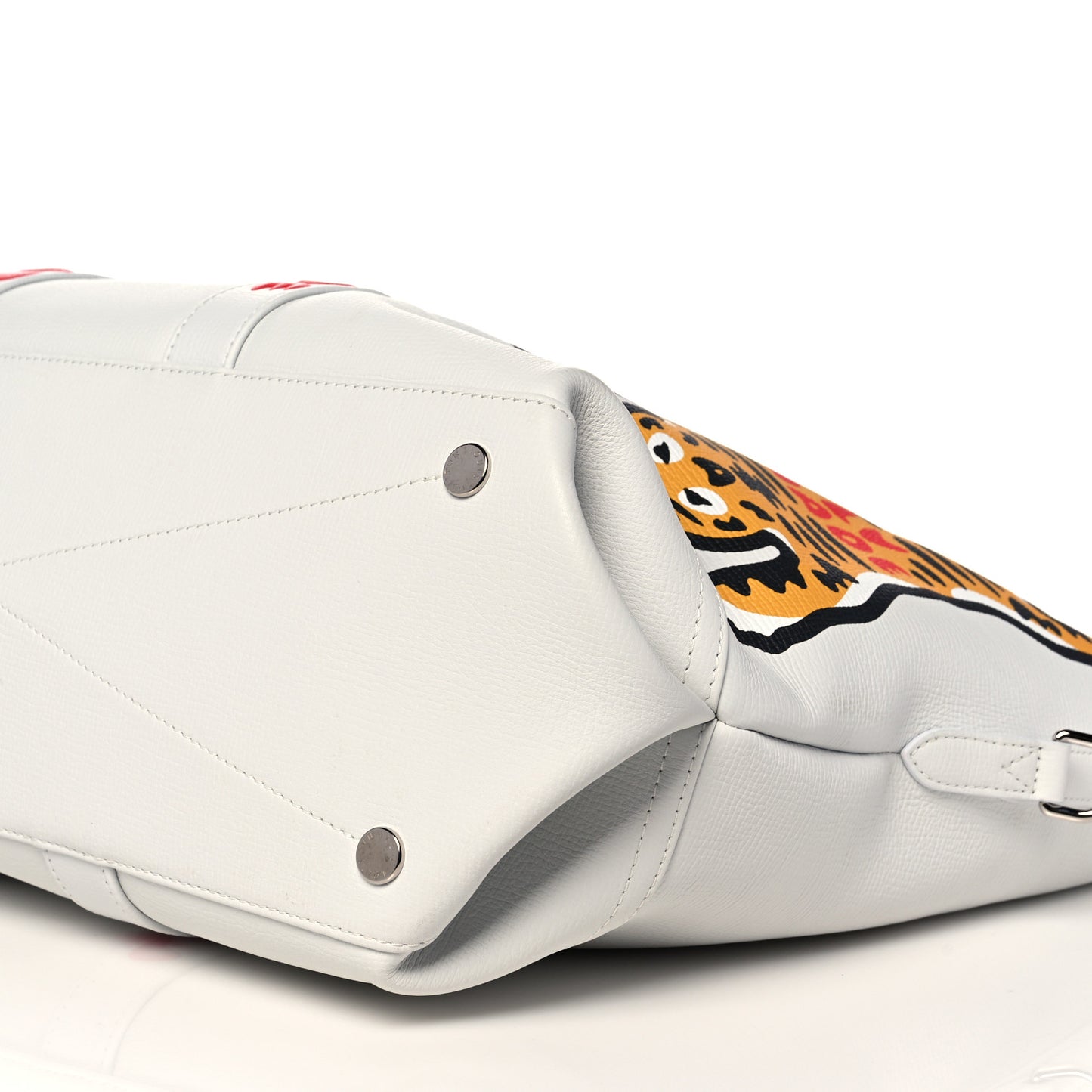 X NIGO Calfskin Tiger Journey Tote White