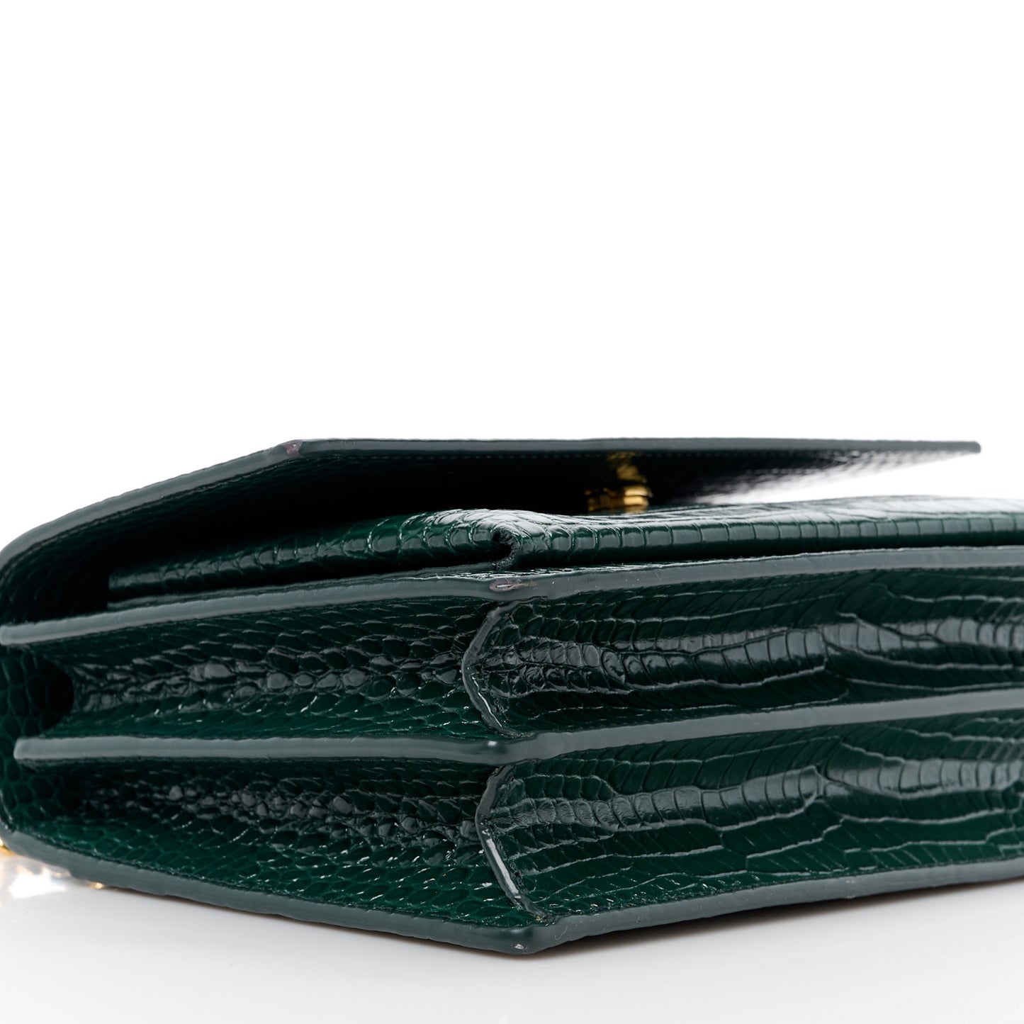 Calfskin Crocodile Embossed Medium Monogram Sunset Dark Mint