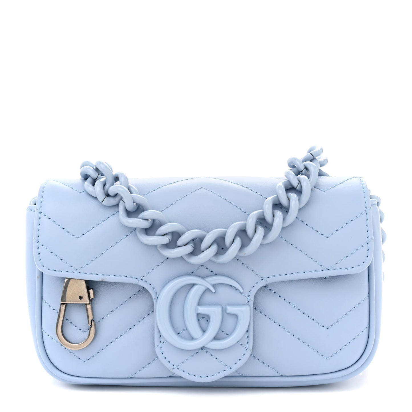 Calfskin Matelasse Monochrome GG Marmont Chain Belt Bag Porcelain Light Blue