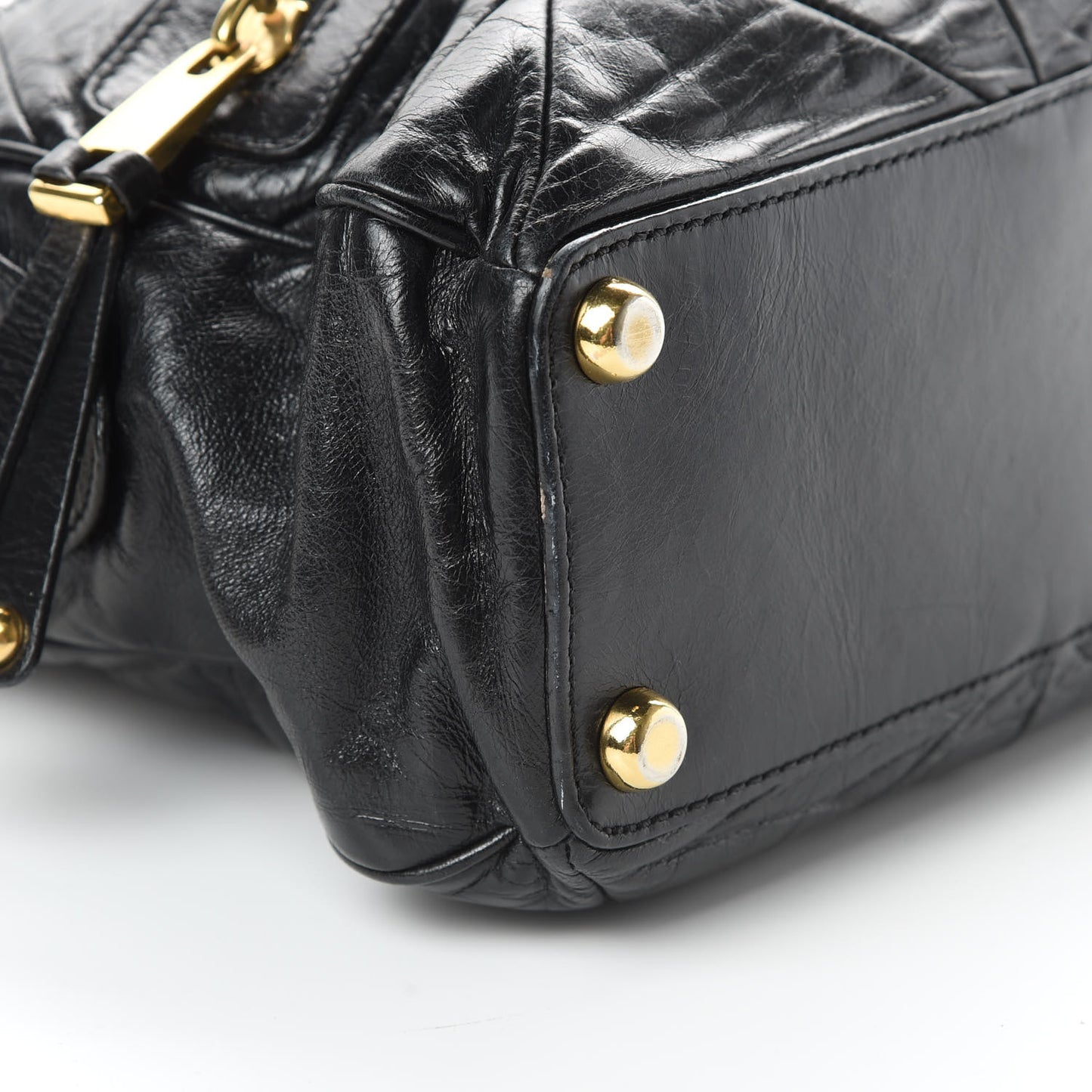 Lambskin Patchwork Quilted Venetia Satchel Black