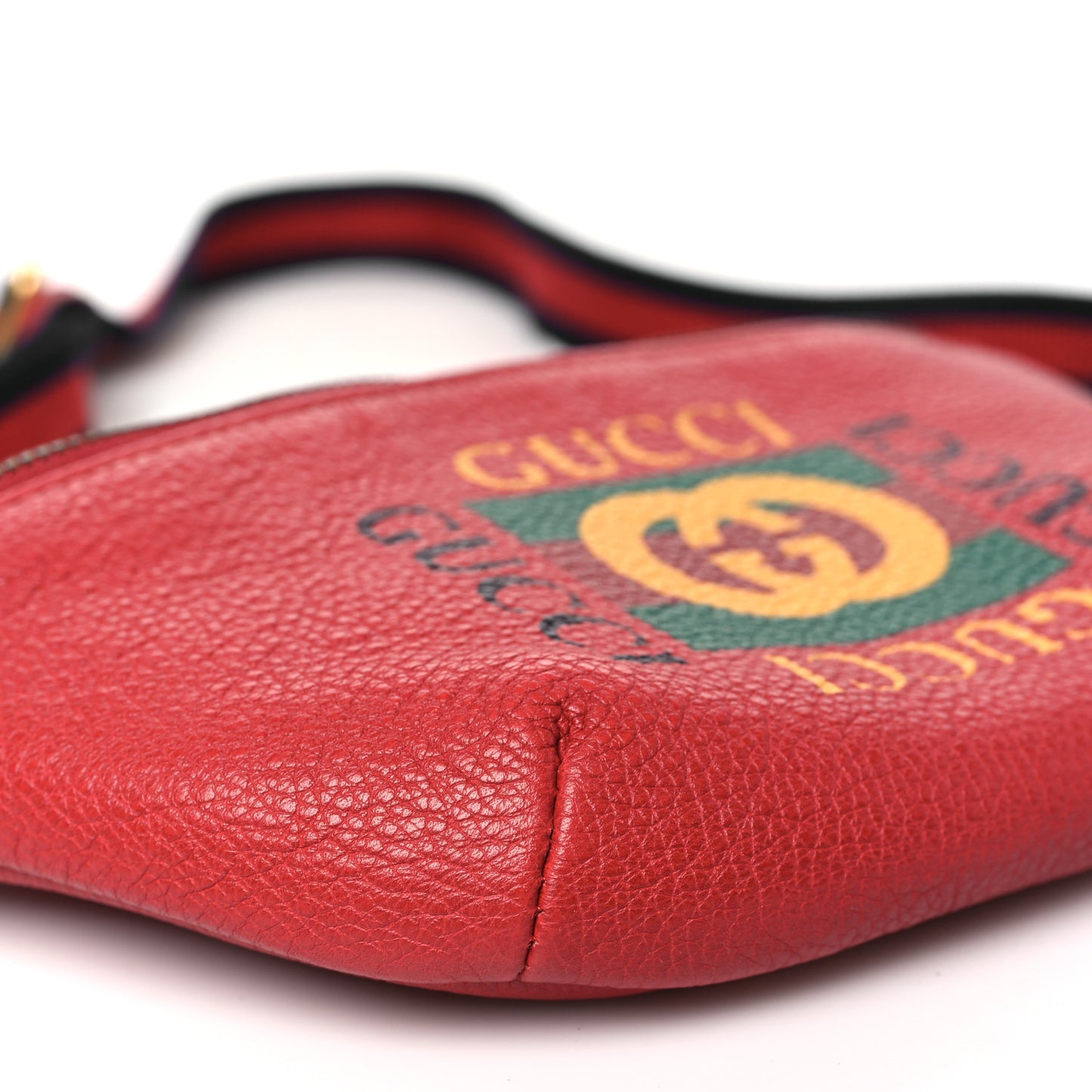 Grained Calfskin Small Logo Belt Bag Hibiscus Red