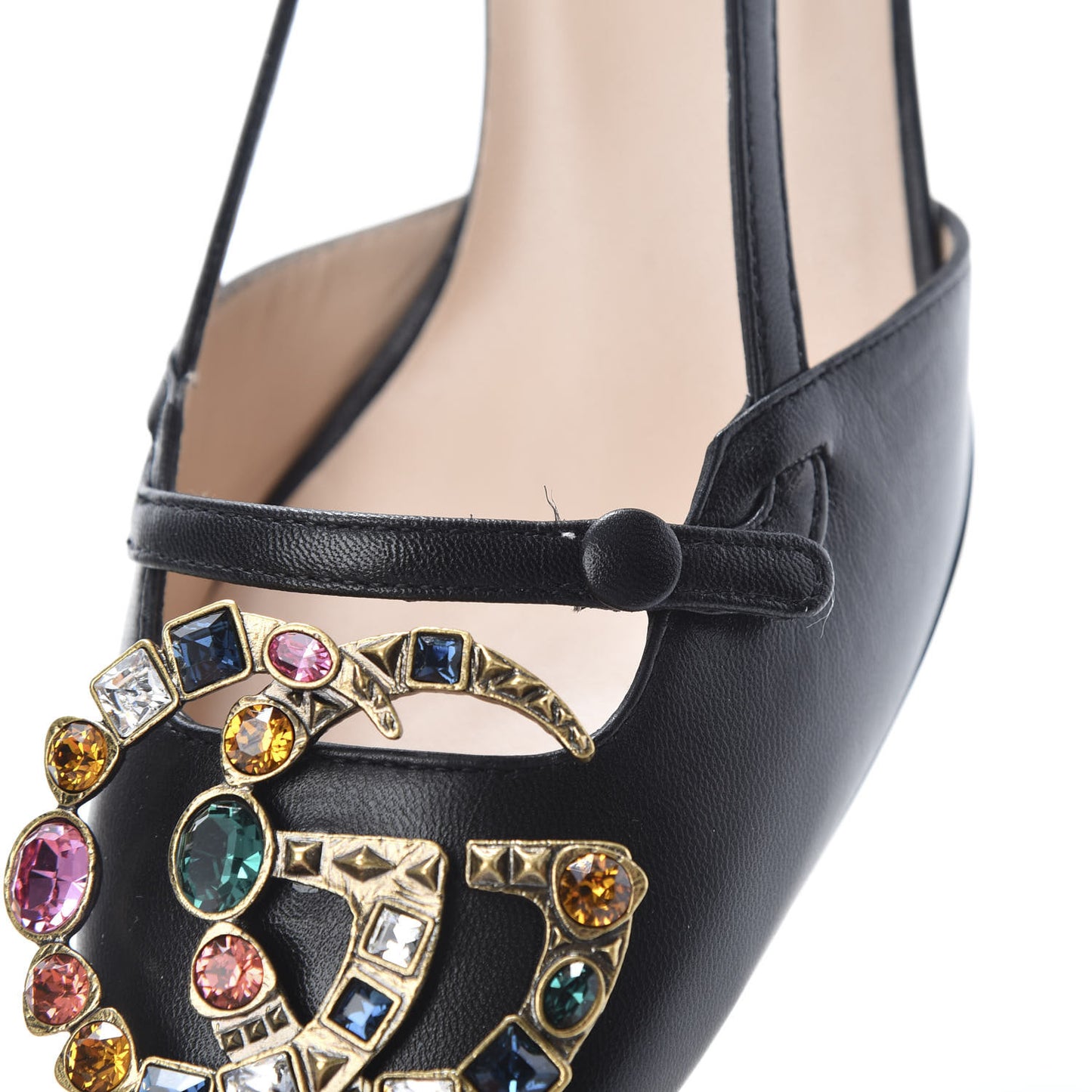 Calfskin Crystal GG Unia Pumps 37.5 Black