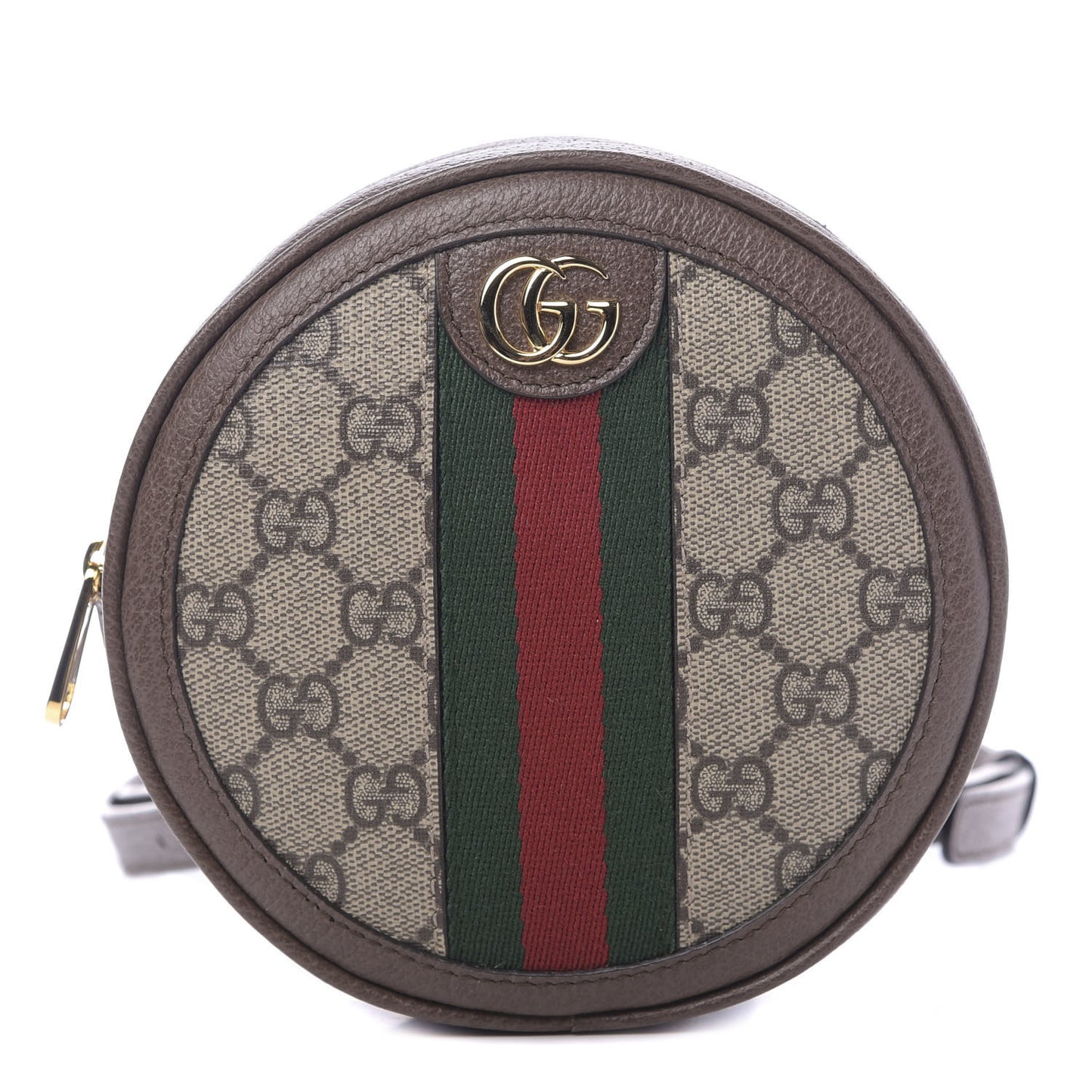 GG Supreme Monogram Web Mini Ophidia Round Backpack Brown