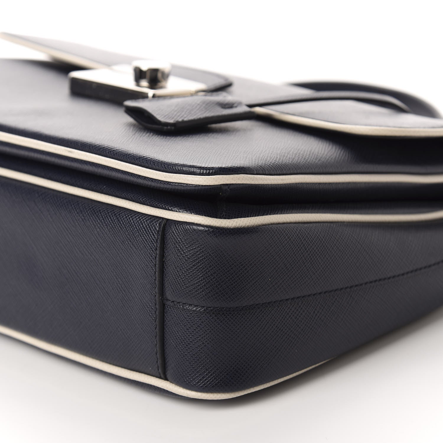 Prada Saffiano Lux Sound Top Handle Baltico Talco 7 of 10