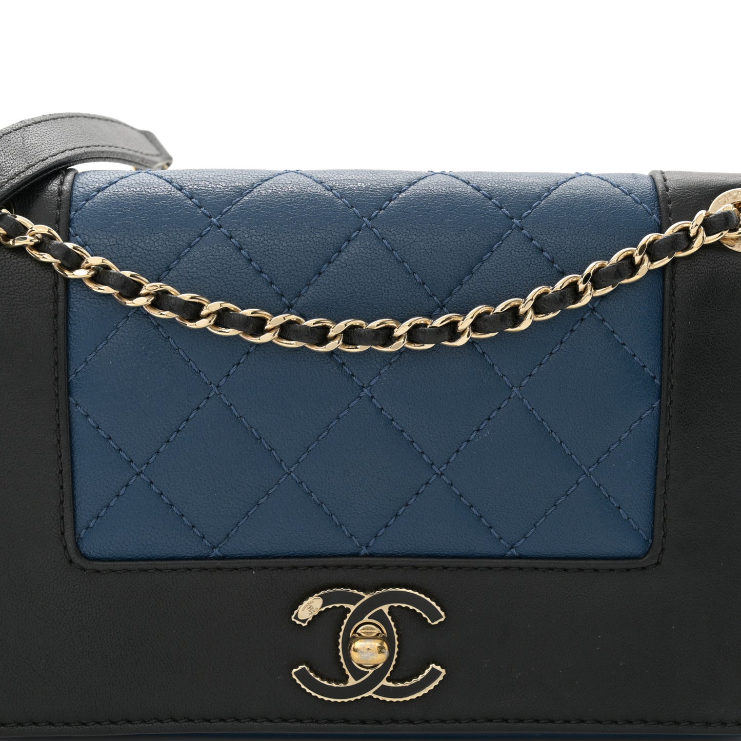 Sheepskin Quilted Medium Vintage Mademoiselle Flap Blue Black