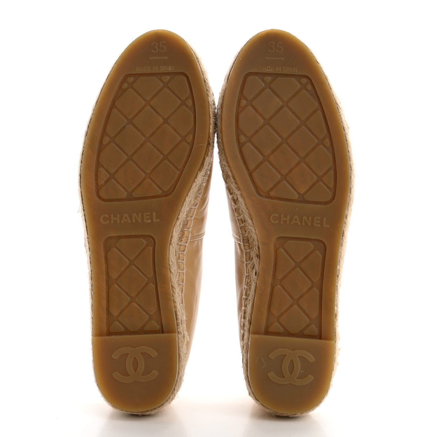 Chanel Lambskin CC Espadrilles 35 Beige Black 5 of 8