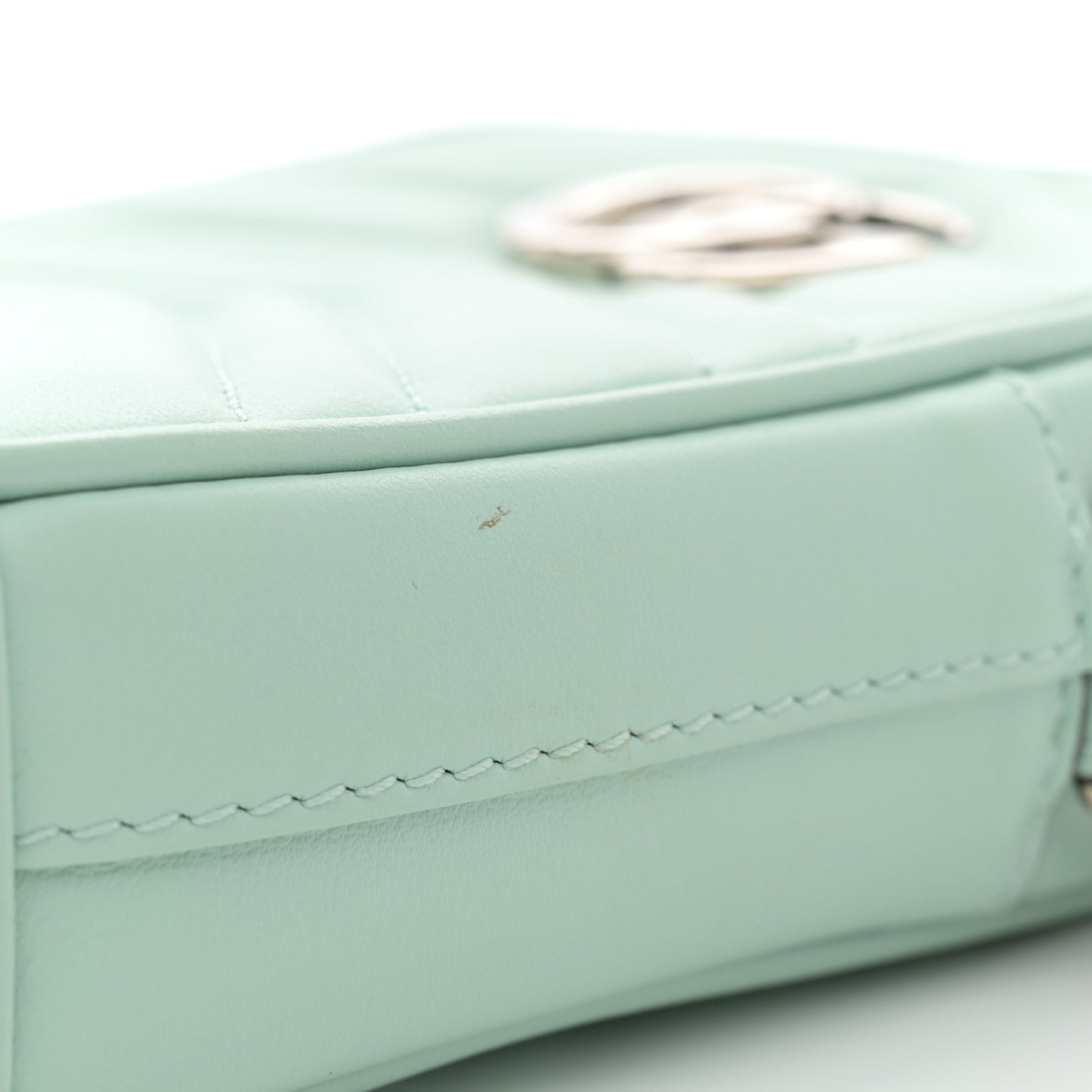 Calfskin Matelasse Mini GG Marmont Crossbody Bag Water Green