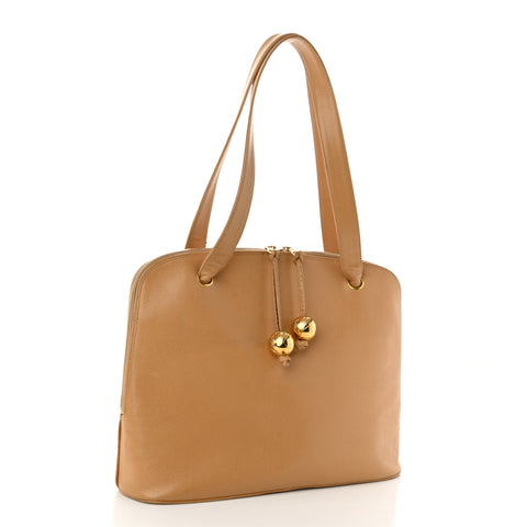 Caviar Large CC Shoulder Bag Beige