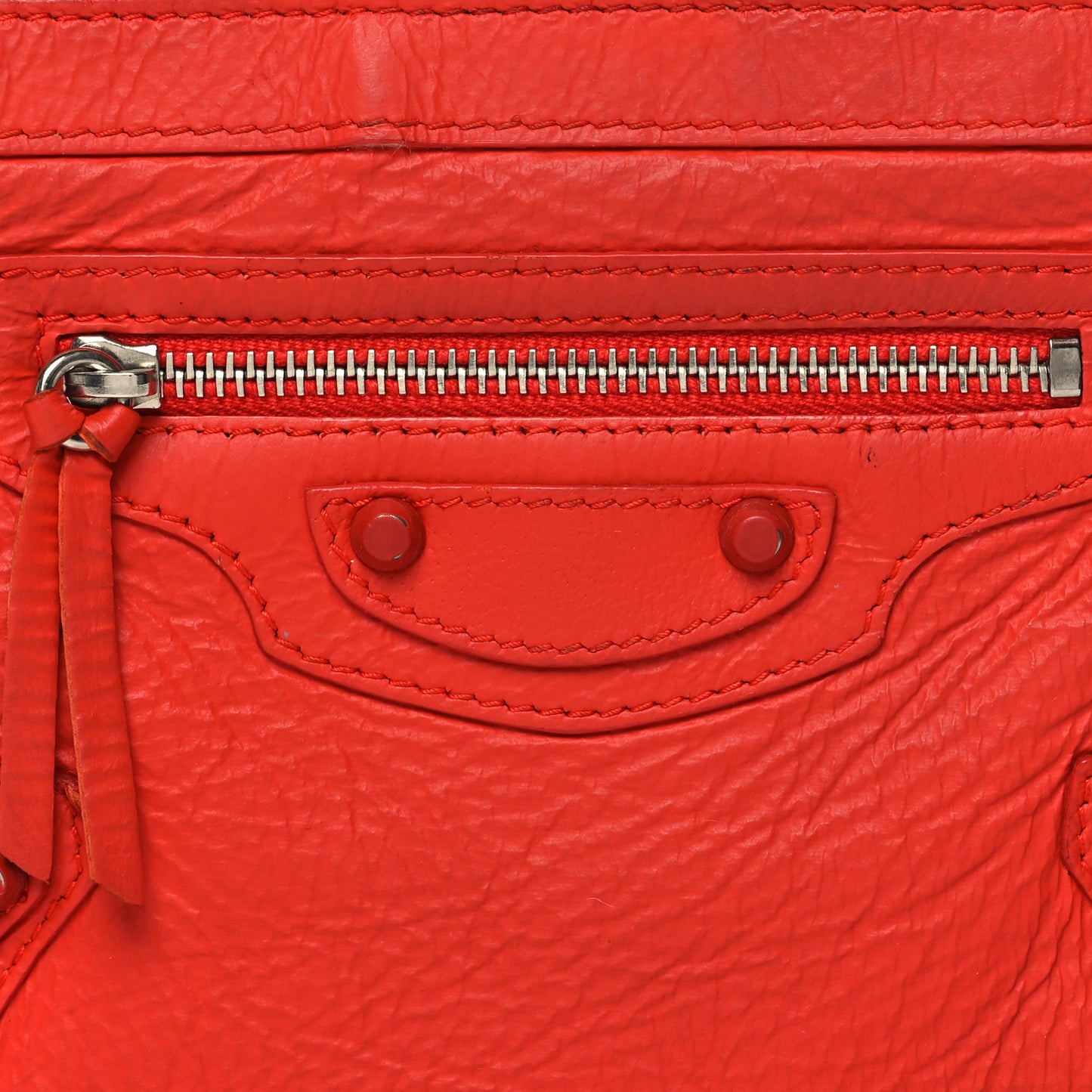 Matte Goatskin Rubber Covered Classic Hardware Small Pouch Rouge Coquelicot