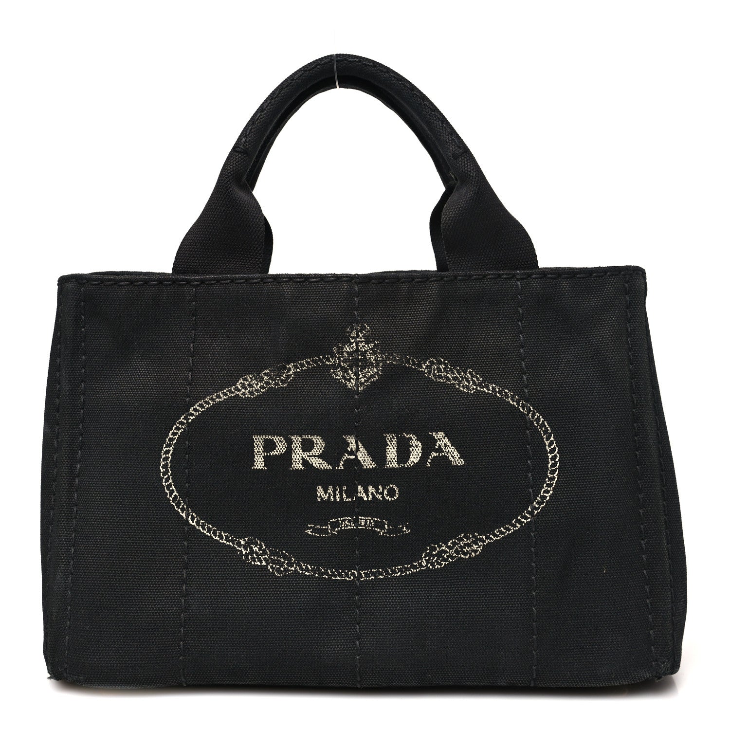 Prada Denim Canapa Logo Tote Black 1852628 – FASHIONPHILE