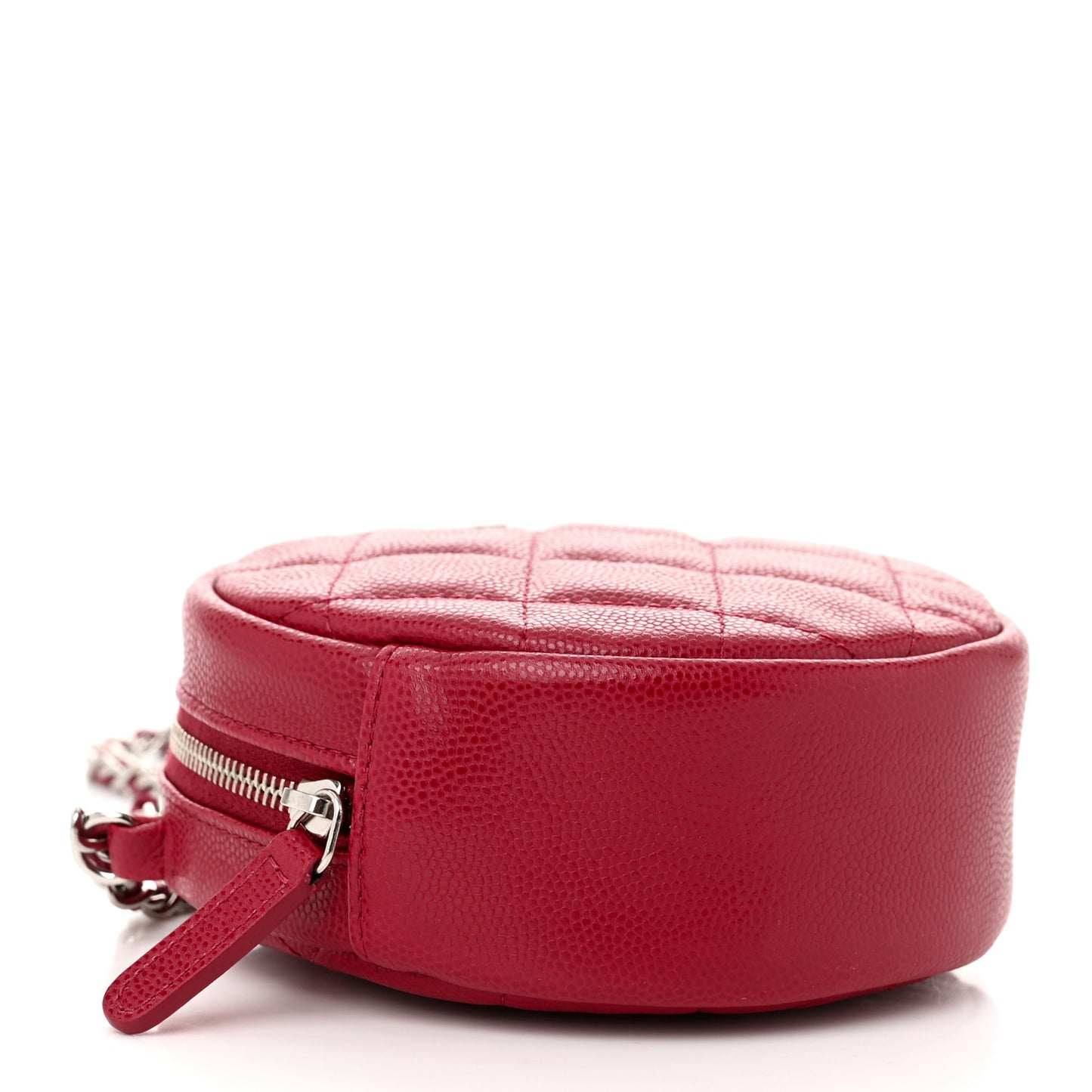 Caviar Quilted Round Clutch With Chain Pink