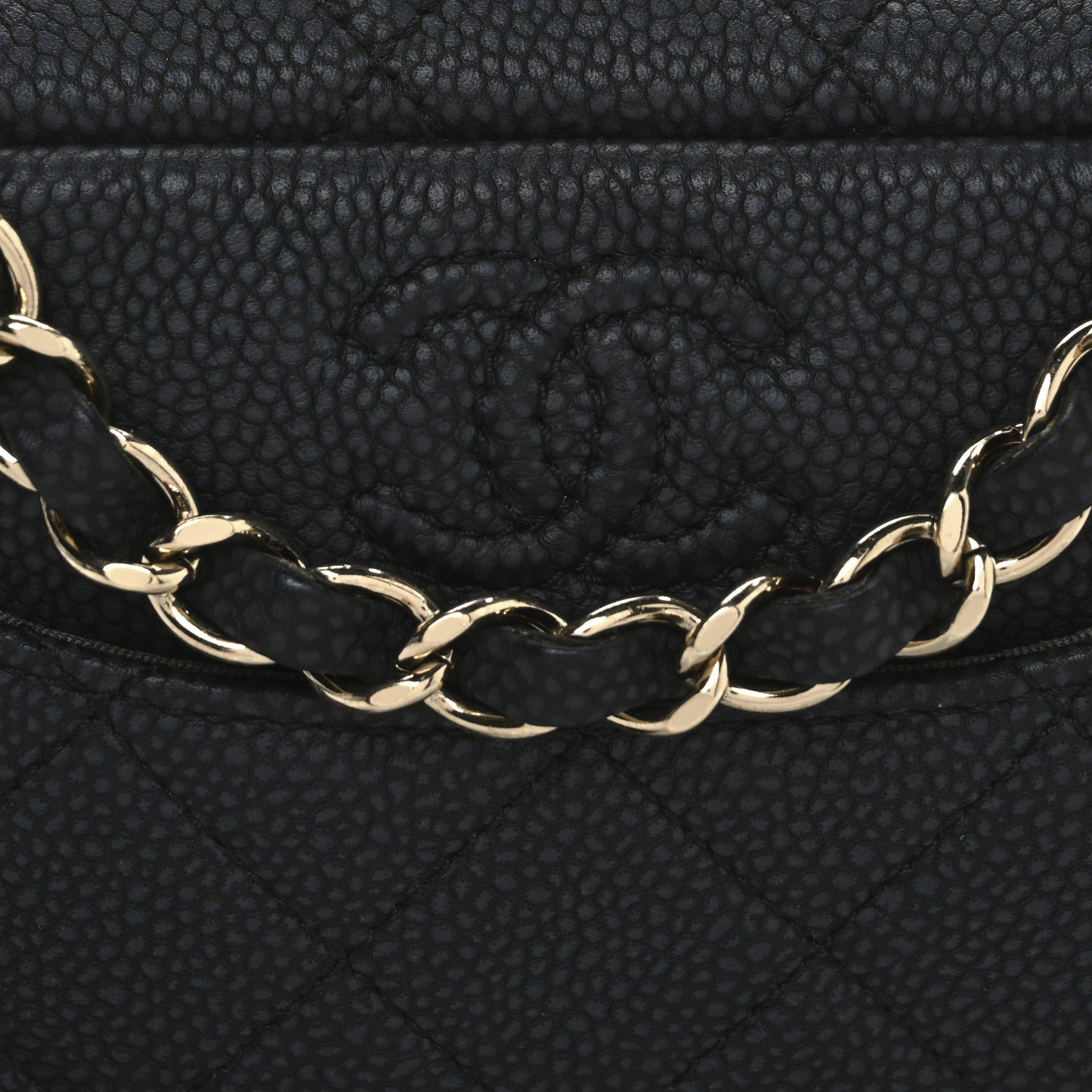 Caviar Flat Quilted Mini Coco Tassel Camera Case Black