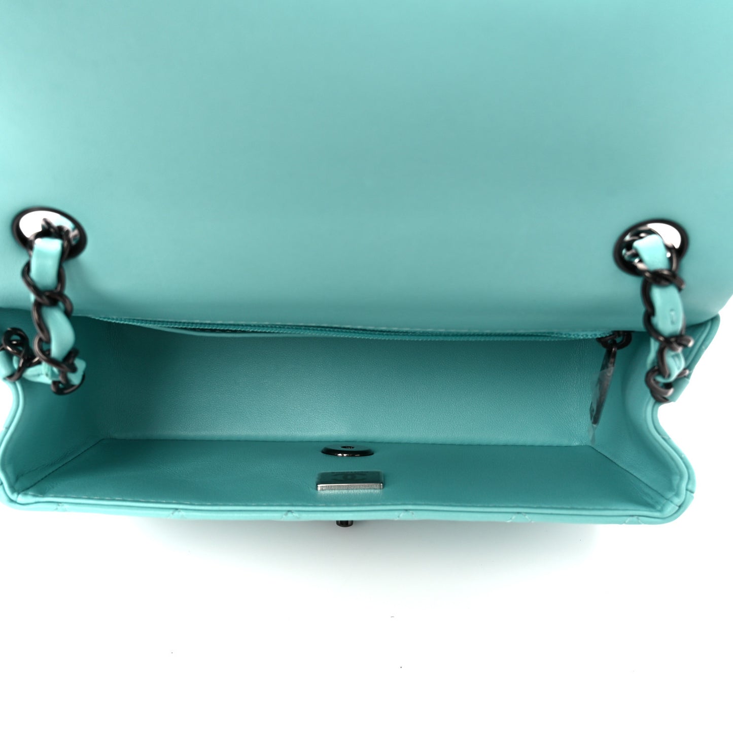 Lambskin Quilted Mini Rectangular Flap Turquoise