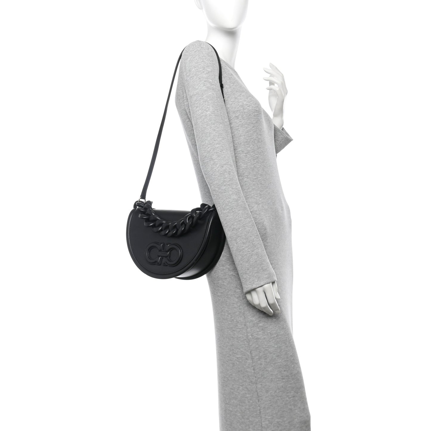Calfskin Aura Shoulder Bag Black