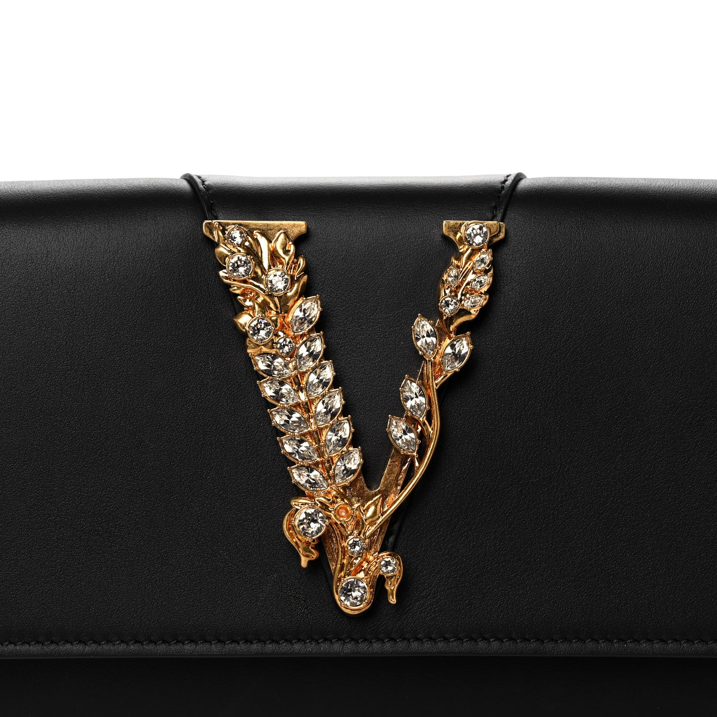 Vitello Crystal Virtus V Wallet Chain Crossbody Black