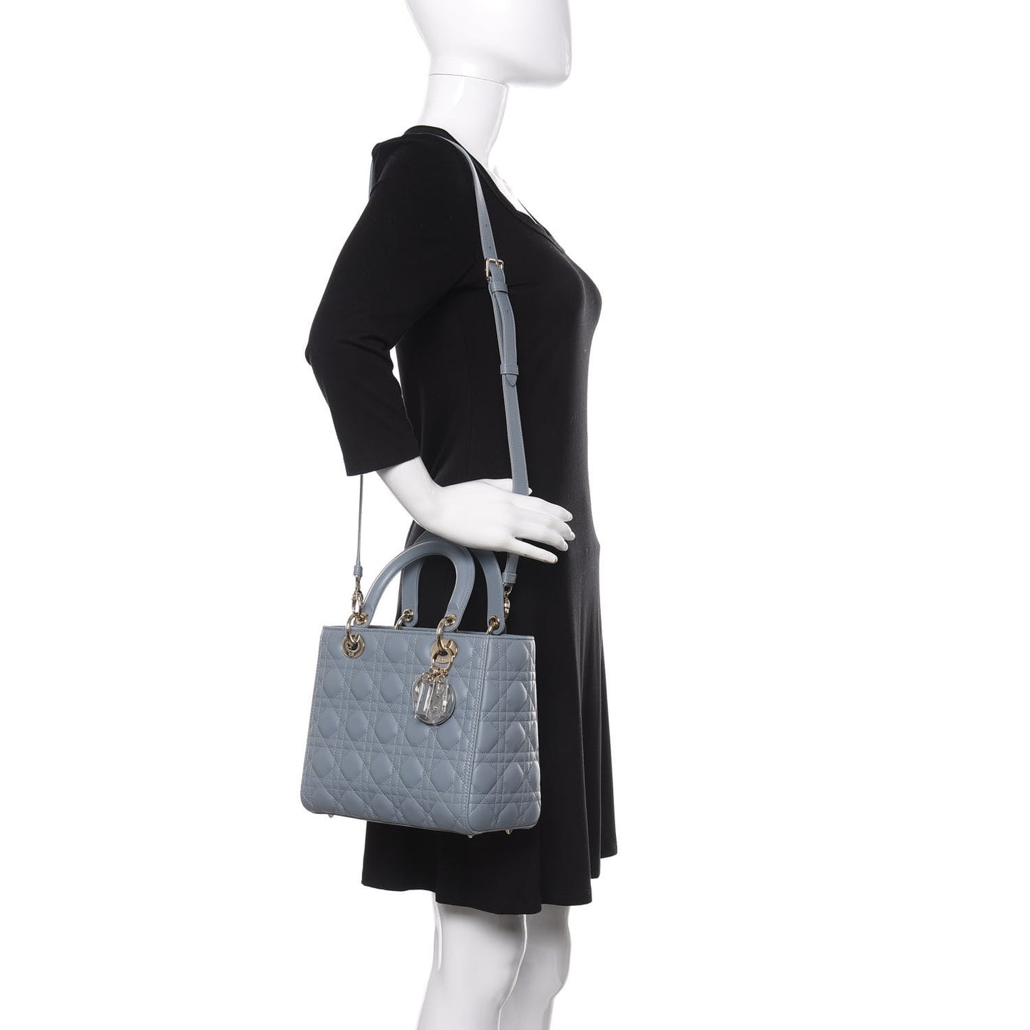 Lambskin Cannage Medium Lady Dior Cloud Blue