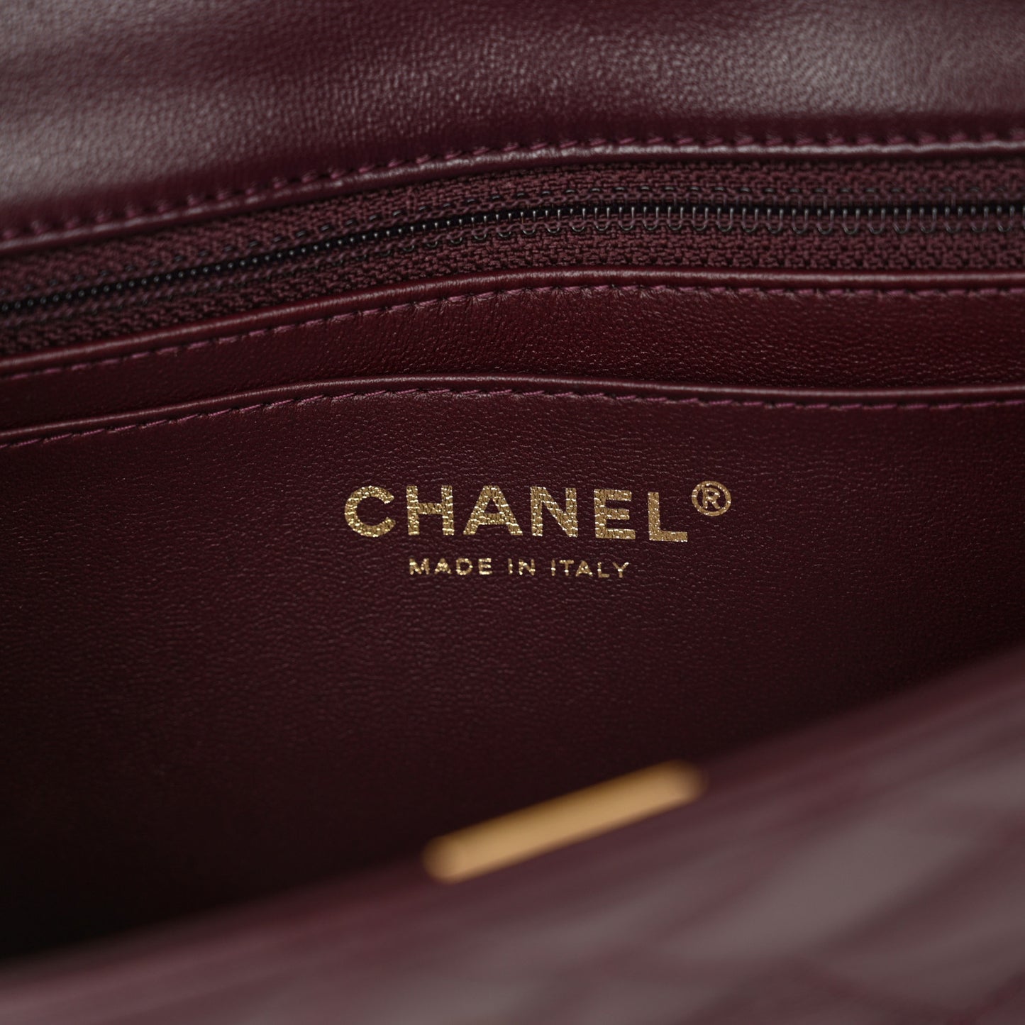 Lambskin Quilted Mini Rectangular Flap Burgundy