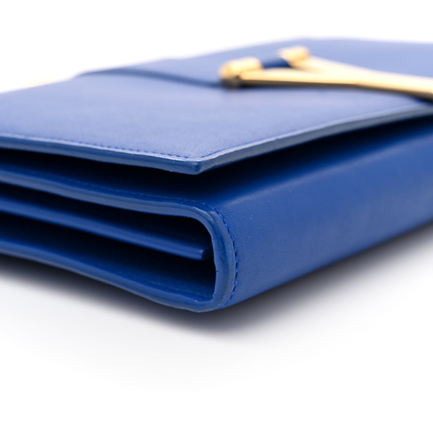 Calfskin Classic Y Ligne Chain Wallet Bleu Majorelle