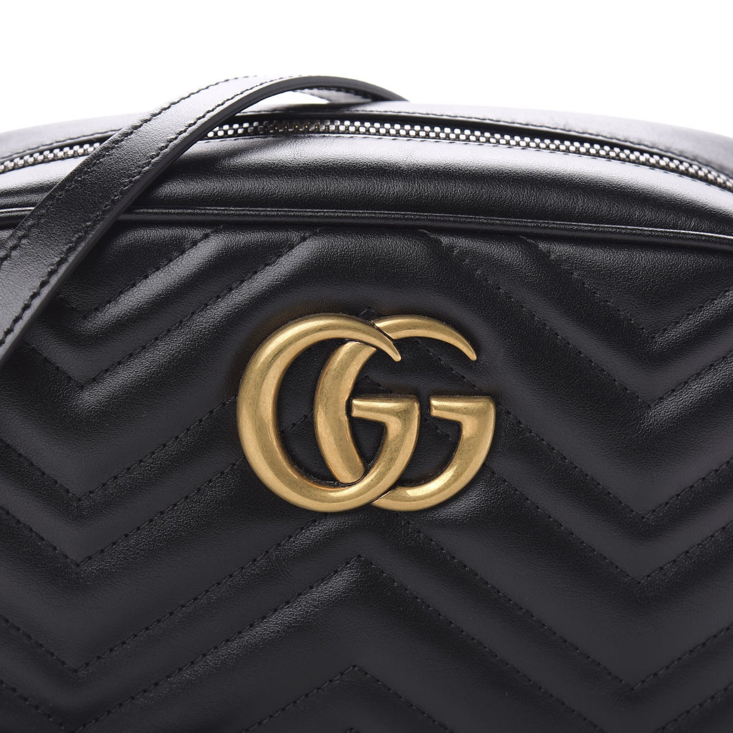 Calfskin Matelasse Small GG Marmont Chain Shoulder Bag Black