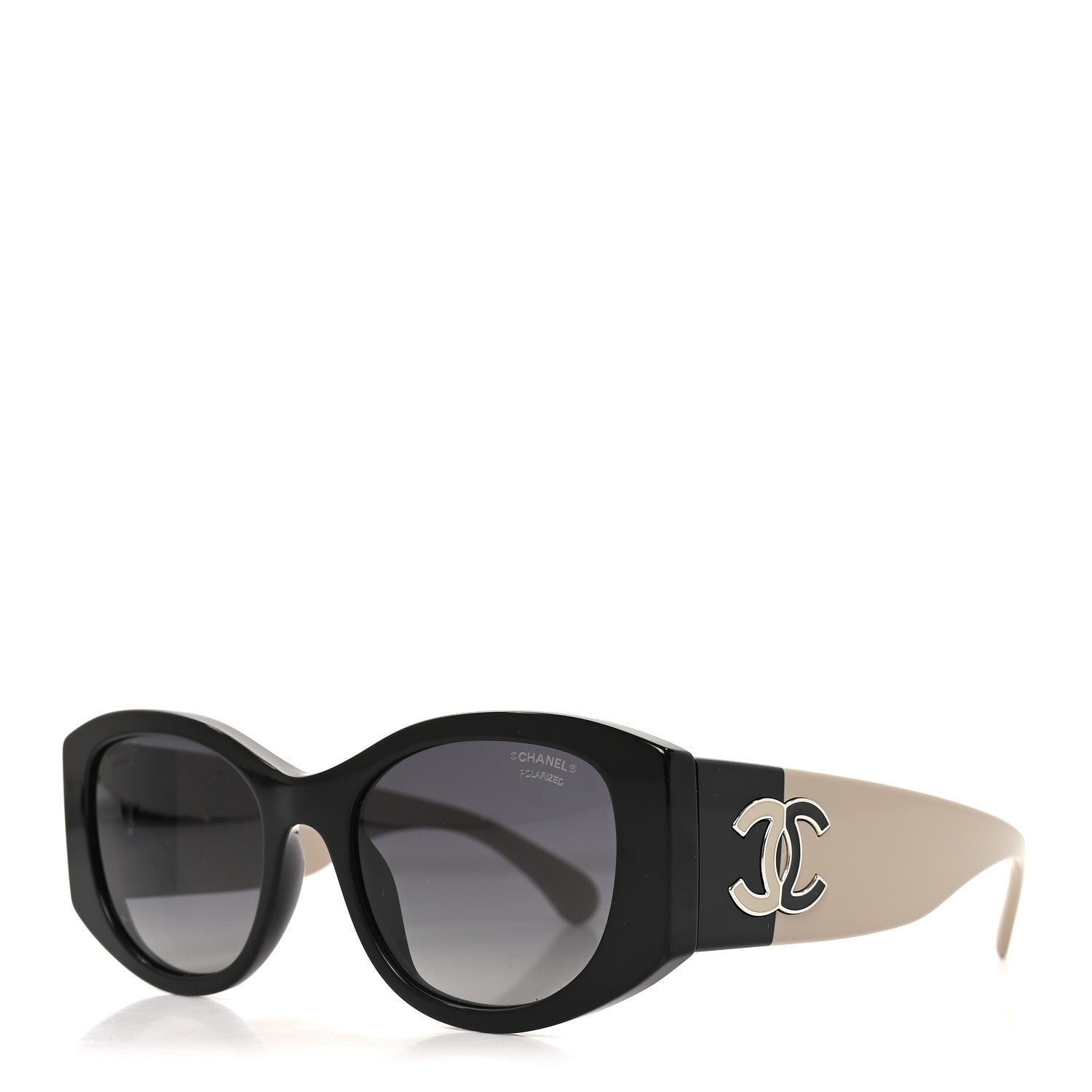 Chanel Acetate Oval Sunglasses 5524-A Black Beige 1877818