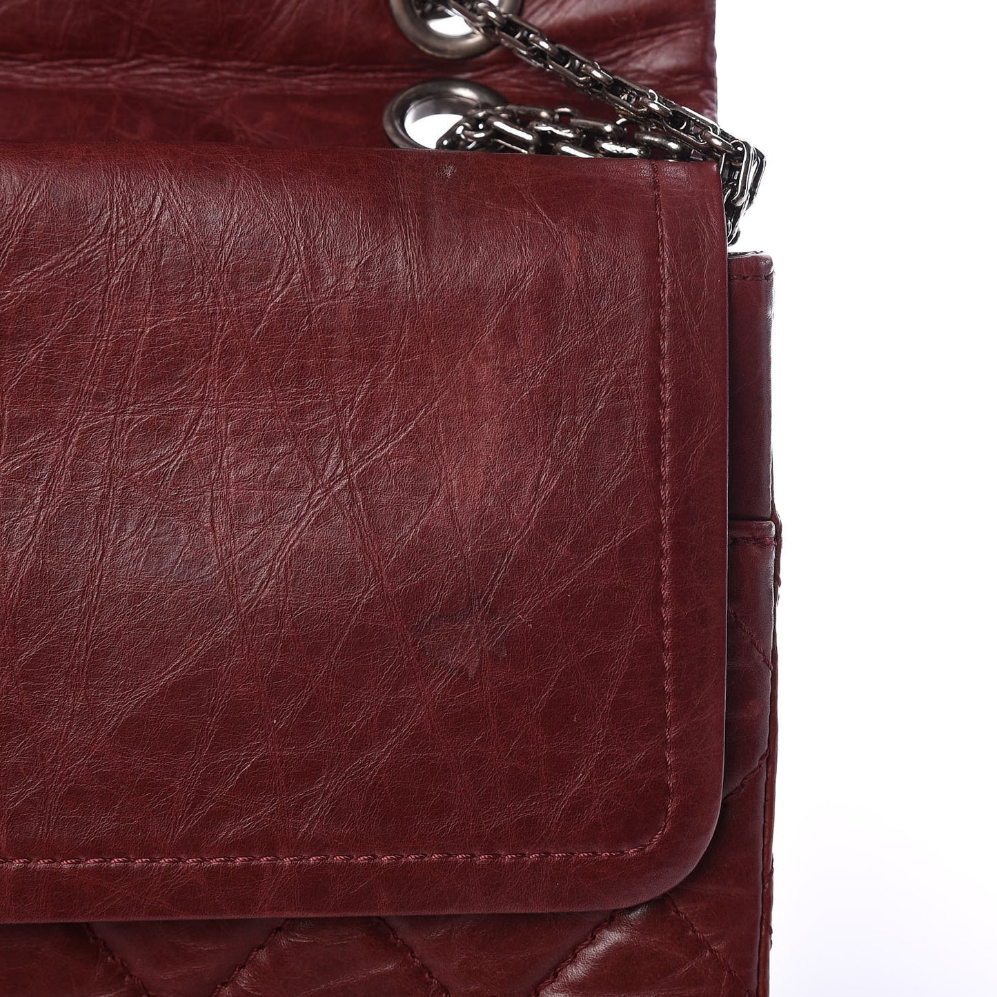 Aged Calfskin Quilted 2.55 Reissue 228 Flap Dark Red