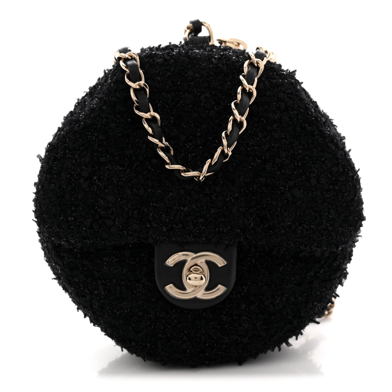 Chanel Tweed Coco Beach Barrel Shoulder Bag Black 1876579