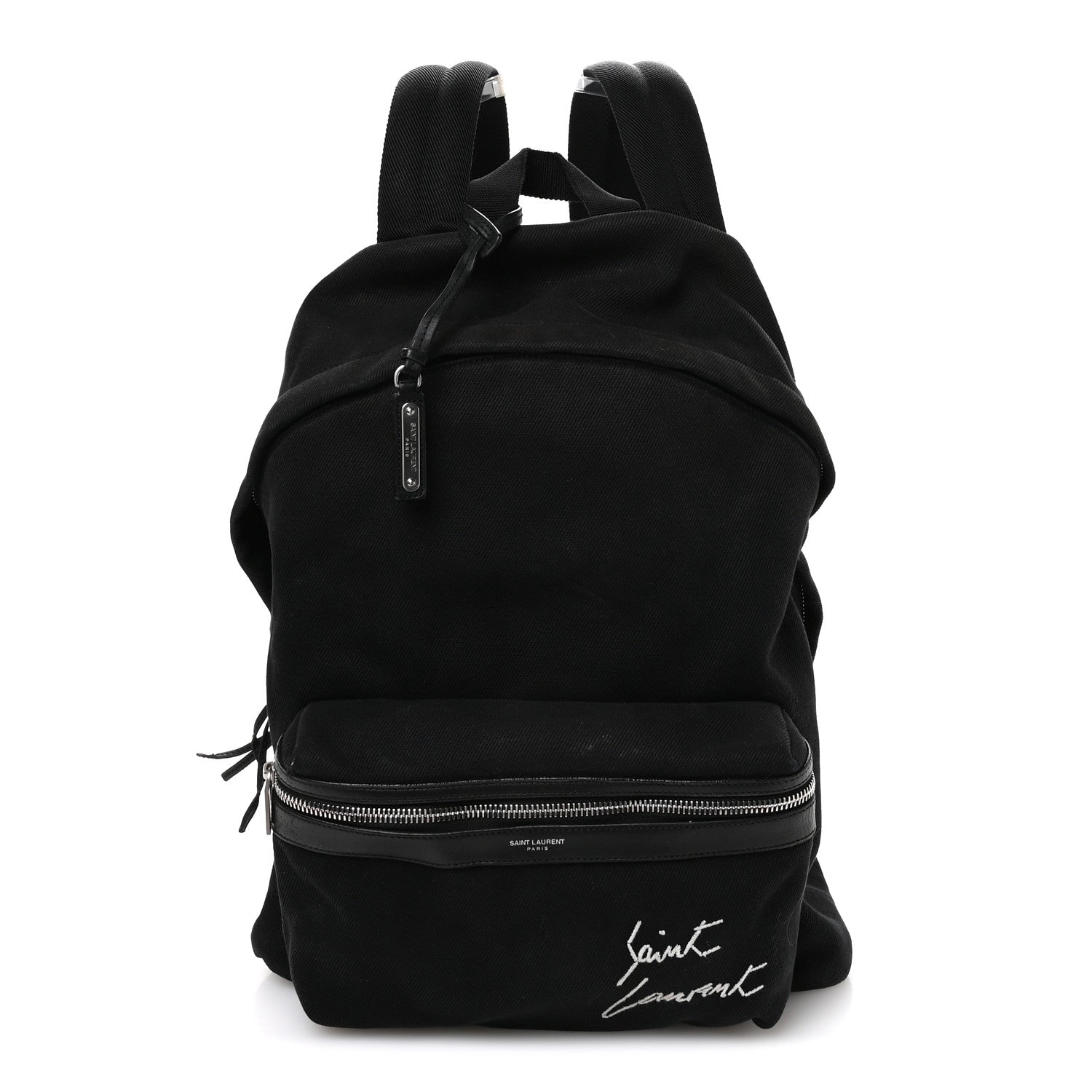 black canvas mini backpack Saint Laurent Canvas Signature Embroidered City Backpack Black 1781697 – FASHIONPHILE